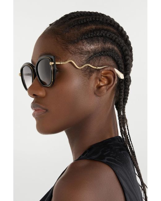 Roberto Cavalli Black Wide And Feminine Front Sunglasses With Double Ring Decoration
