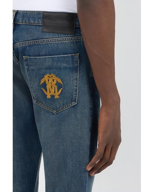 Roberto Cavalli Blue Jeans With Monogram Rc for men