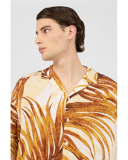 Roberto Cavalli Metallic Golden Palm Print Shirt for men