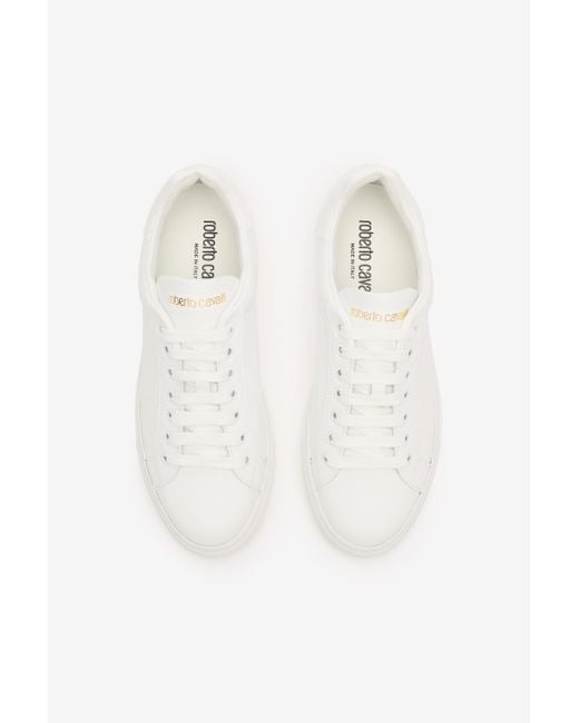 Sneakers Con Monogram Rc All Over di Roberto Cavalli in White