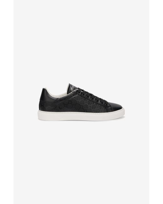 Roberto Cavalli Black Leather Sneaker With Monogram Rc for men