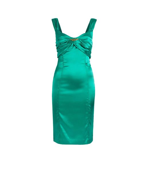 Roberto Cavalli Green Snake-Embellished Bodycon Dress
