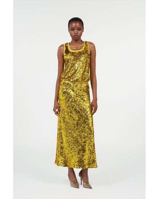 Roberto Cavalli Yellow Sequin Top