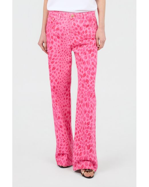 Roberto Cavalli Pink The Jaguar Kiss Print Jeans