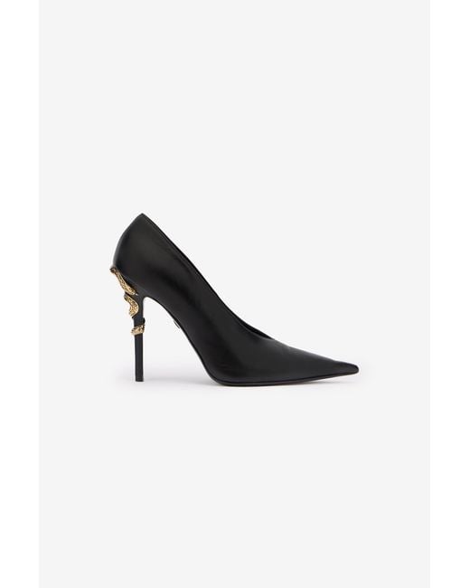 Roberto Cavalli Black Serpentine Leather Pump