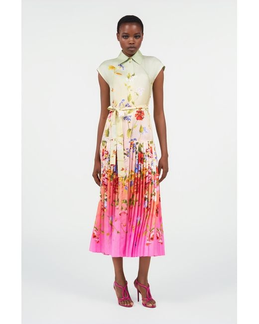 Roberto Cavalli White Long Silk Dress With Miami Flowers Print