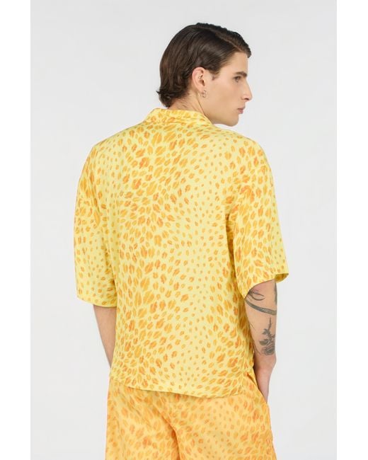 Roberto Cavalli Yellow The Jaguar Kiss Print Shirt for men