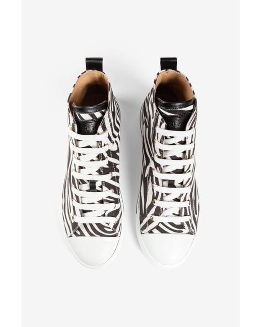Roberto Cavalli White Hi-Top Sneakers Mit Zebra-Print