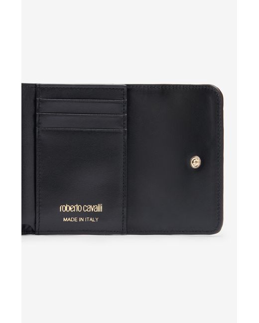 Roberto Cavalli Pink Snake Scale-Effect Metallic Wallet