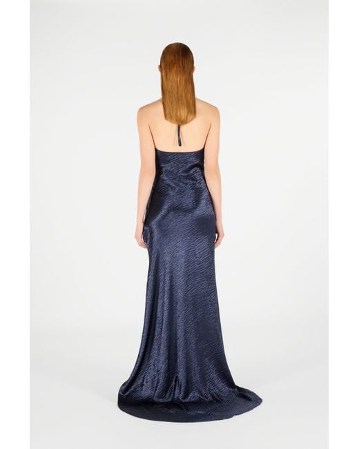 Abito Lungo Con Scollo A Cascata di Roberto Cavalli in Blue