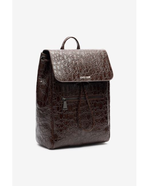 Roberto Cavalli Multicolor Crocodile Scale-Effect Backpack for men