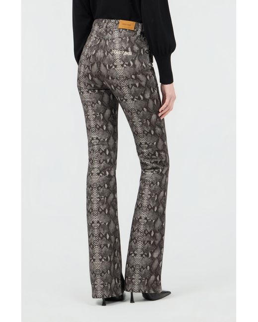 Jeans Imprimé Python Roberto Cavalli en coloris Gray