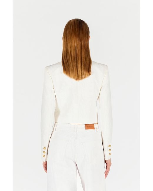 Roberto Cavalli Natural Wall Print Cropped Jacket