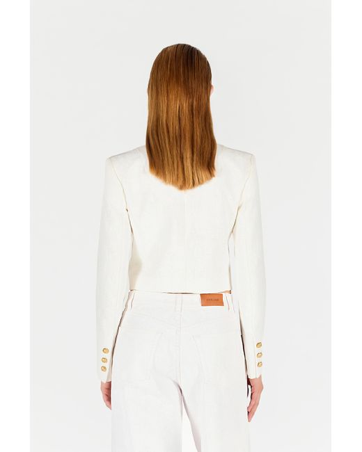 Roberto Cavalli Natural Wall Print Cropped Jacket
