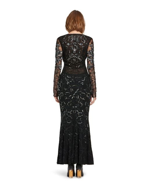 Roberto Cavalli Black Mosaic Embellished Fishtail Dress