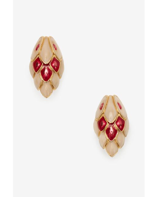 Roberto Cavalli White Snake Clip-On Earrings
