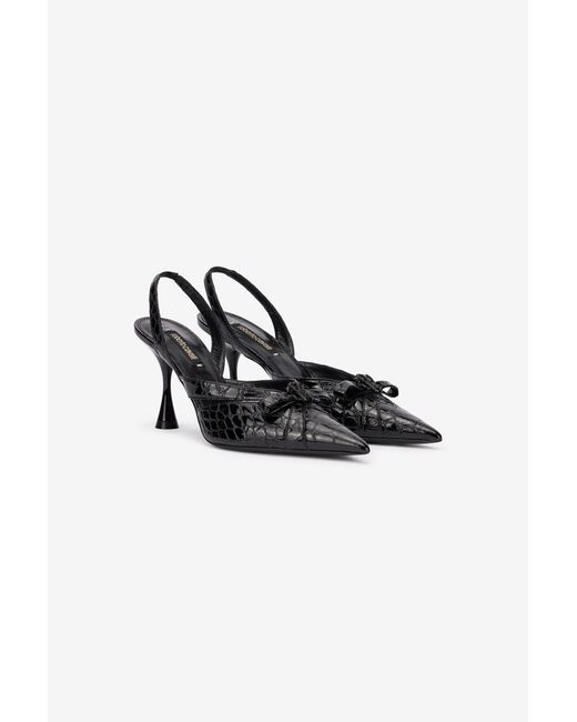 Roberto Cavalli Black Slingbacks Kroko