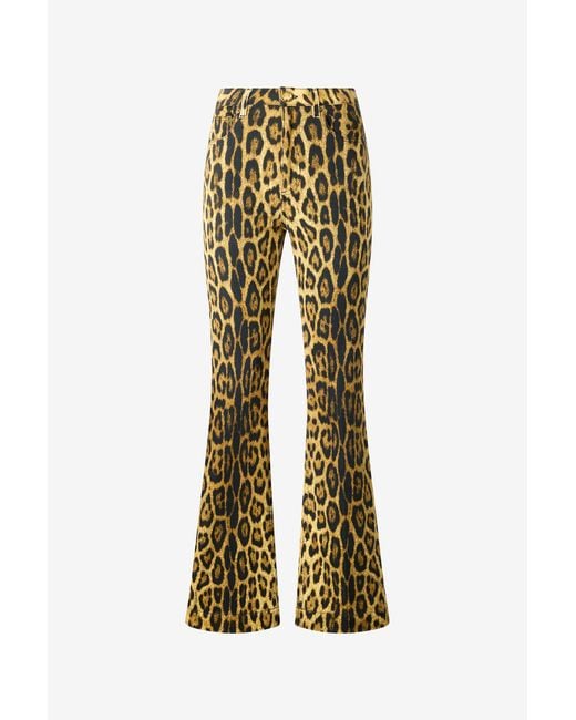 Roberto Cavalli Multicolor Denim Jeans With Jaguar Skin Print