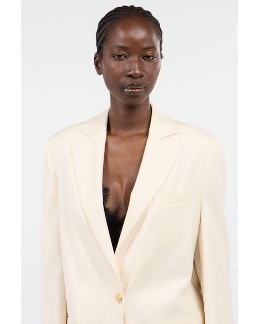Roberto Cavalli Natural Cream Blazer With Logo Detail