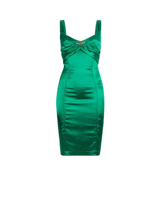Roberto Cavalli Green Snake-embellished Bodycon Dress