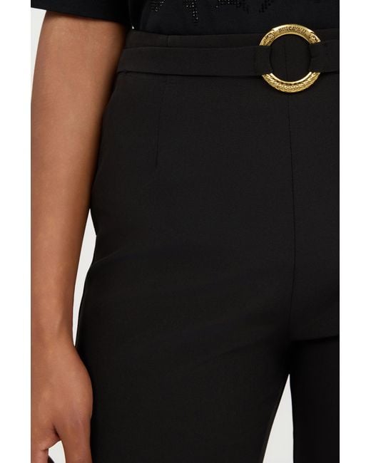Roberto Cavalli Black Flared Trousers With Buckle