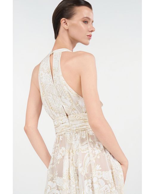 Roberto Cavalli White Long Dress With Ornamental Motif