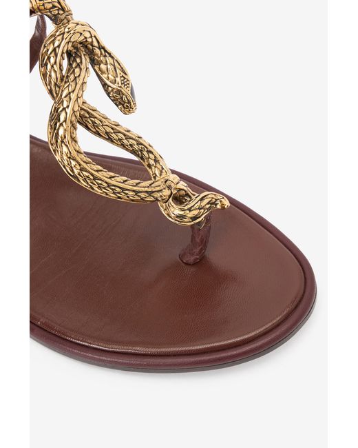 Roberto Cavalli Multicolor Flat Thong Sandals With Snake Motif