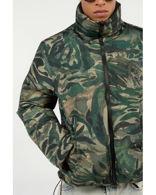 Roberto Cavalli Blue Reversible Tiger Camu Print Puffer Jacket for men