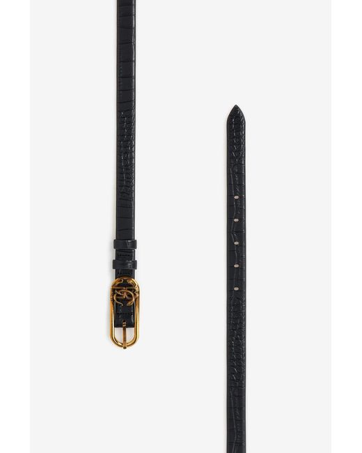 Roberto Cavalli Black Leather Belt With Monogram Mirror Snake