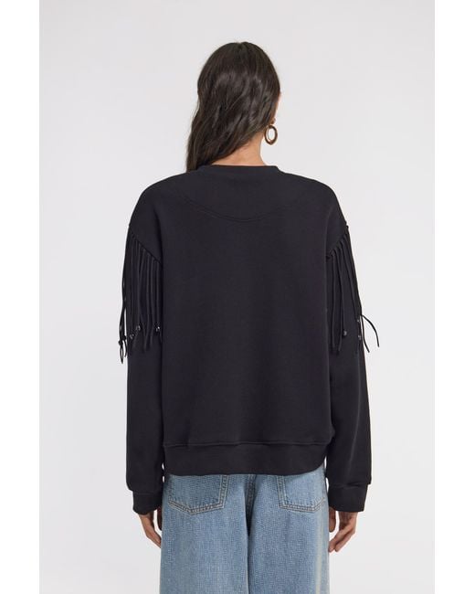 Roberto Cavalli Blue Fringed Sweatshirt