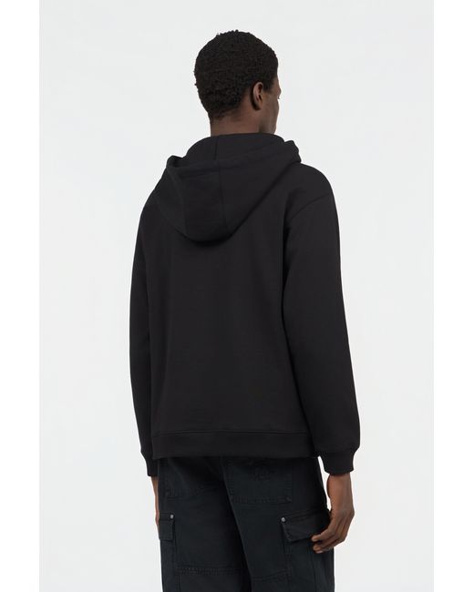 Roberto Cavalli Black Hooded Sweatshirt With Tiger Embroidery for men