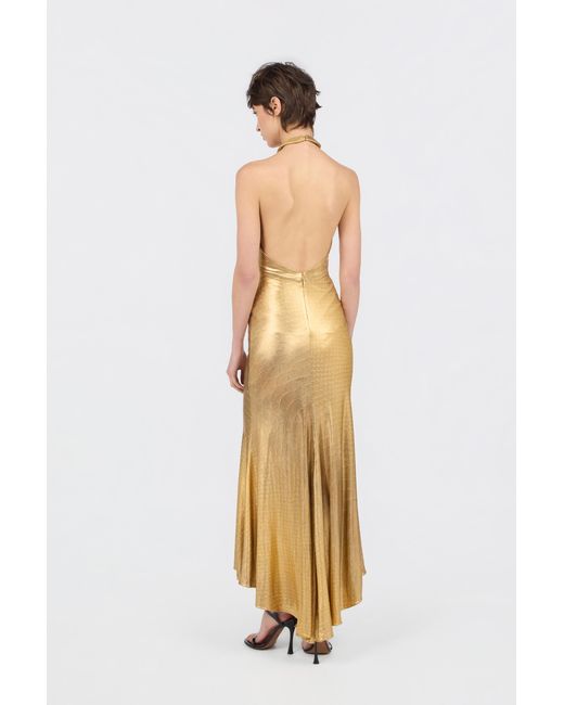 Roberto Cavalli Metallic Serpentine Print Maxi Dress