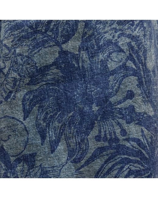 Roberto Cavalli Blue Floral-Print Sports Pants
