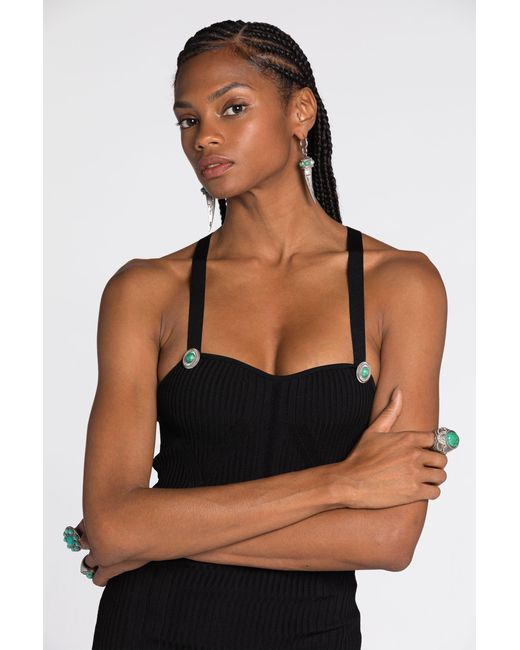 Roberto Cavalli Black Ribbed-Knit Mini Dress