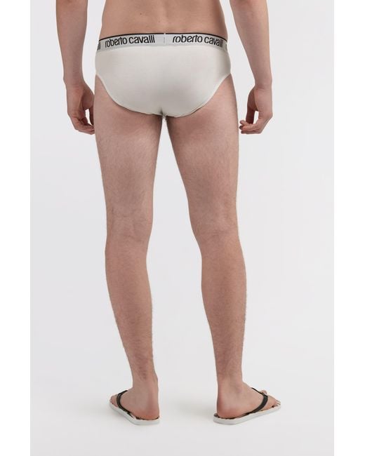 Roberto Cavalli White Logo Briefs for men