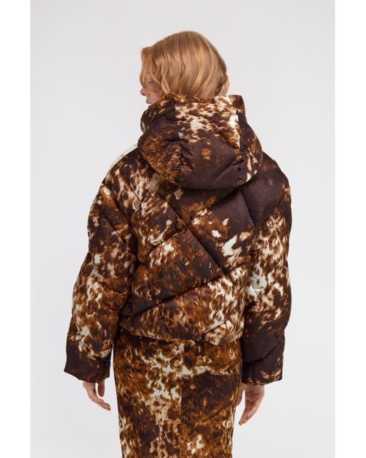 Roberto Cavalli Brown Appaloosa Print Puffer Jacket