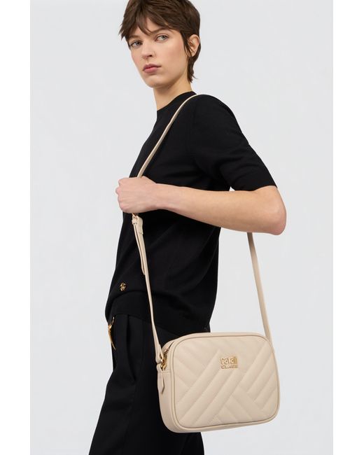 Roberto Cavalli White Quilted Crossbody Bag