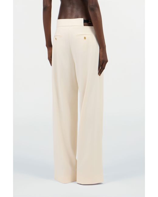 Roberto Cavalli White Cream Wide-Leg Trousers With Cut-Out