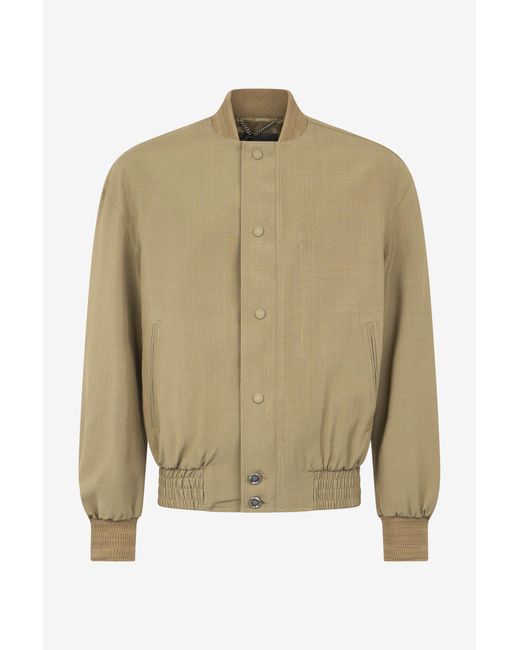 Roberto Cavalli Green Buttoned Bomber Jacket for men