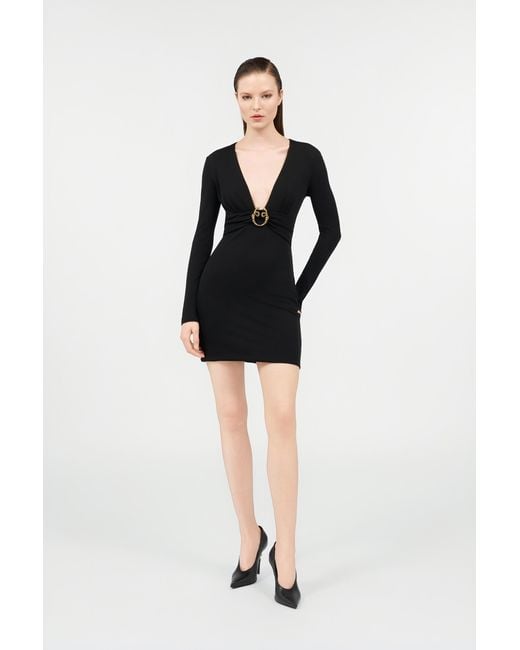 Roberto Cavalli Black Dress Mini With Plunging Neckline