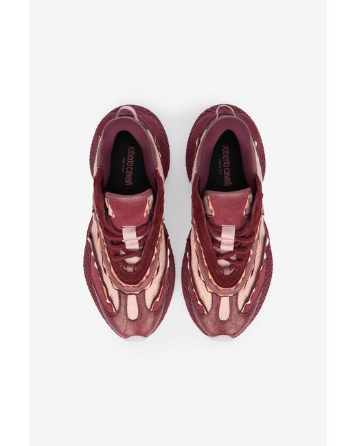 Roberto Cavalli Red Serpentine Sneaker