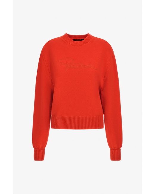 Roberto Cavalli Red Kurzer Strickpullover