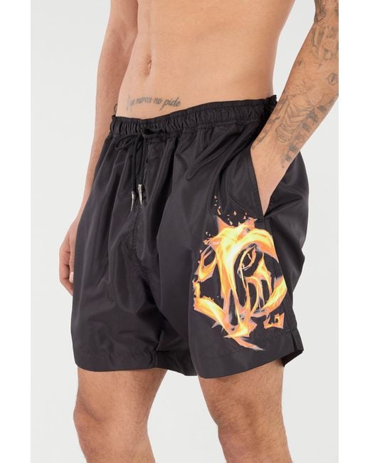 Roberto Cavalli Blue Monogram And Fang Swim Shorts for men