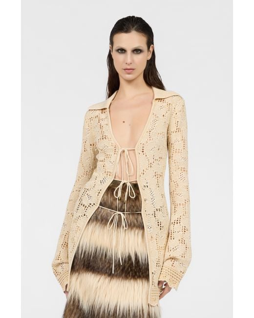 Roberto Cavalli Natural Jaguar Crochet Cardigan