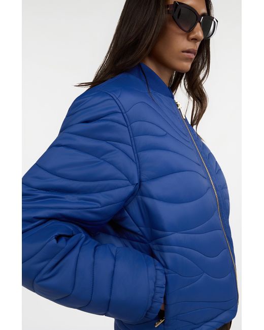 Roberto Cavalli Blue Quilted Bomber Jacket