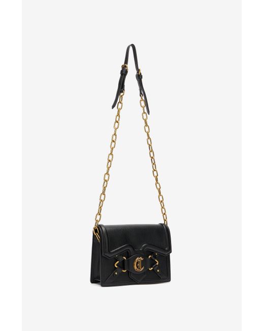 Borsa A Tracolla Con Monogram Jc di Roberto Cavalli in Black