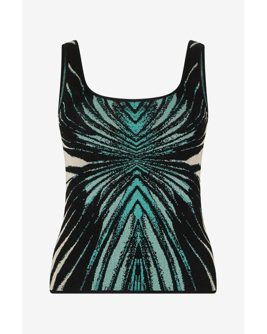 Roberto Cavalli Green Ray Of Sea Print Top