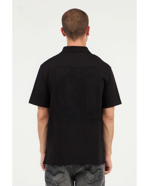 Roberto Cavalli Black Polo With Embroidered Logo for men