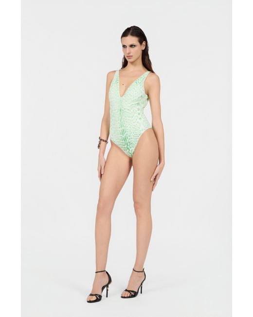 Roberto Cavalli Green Jaguar Mint One-Piece Swimsuit