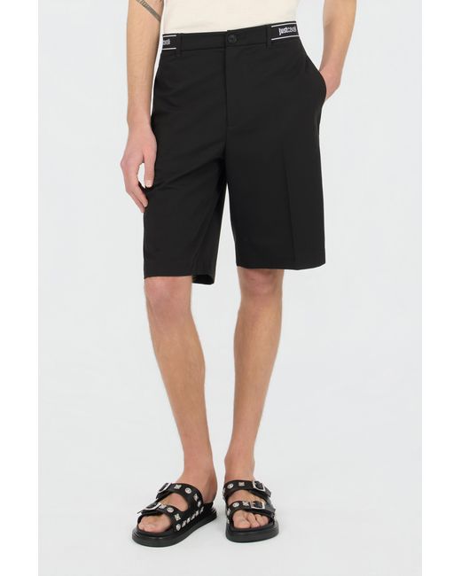 Roberto Cavalli Black Bermuda Shorts With Logo for men